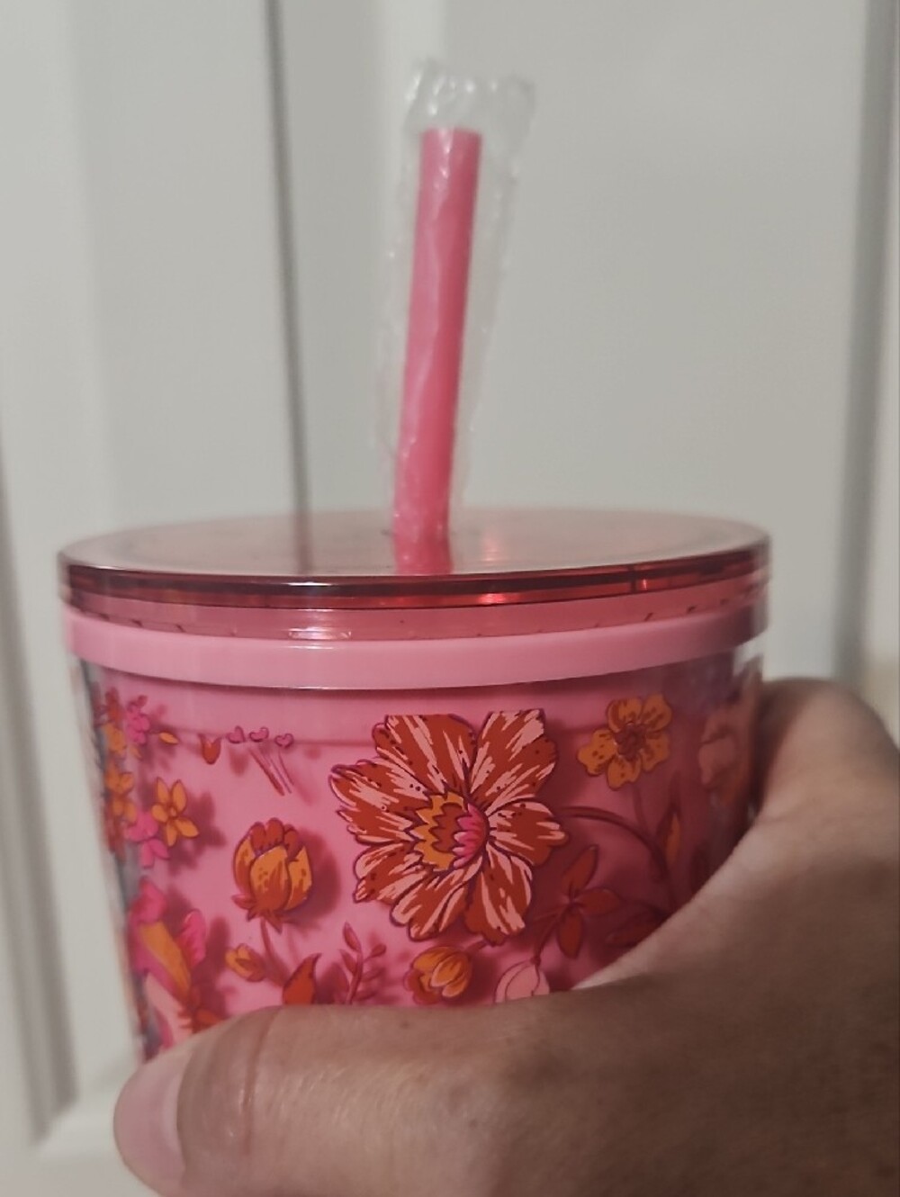 Vera Bradley NWT Pink and Orange Floral Zip Pouch With Tumbler Bundle - Picture 5 of 6